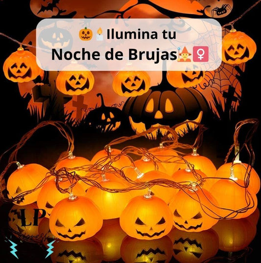 Combo Lampara + Luces LED Calabaza Halloween