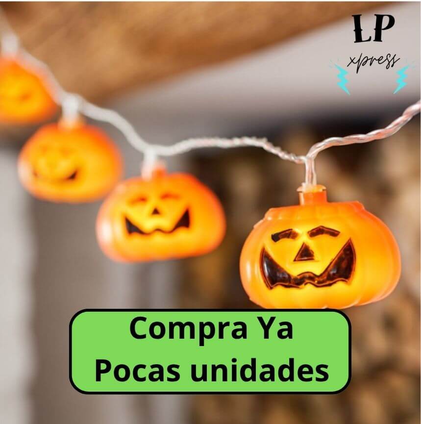 Combo Lampara + Luces LED Calabaza Halloween