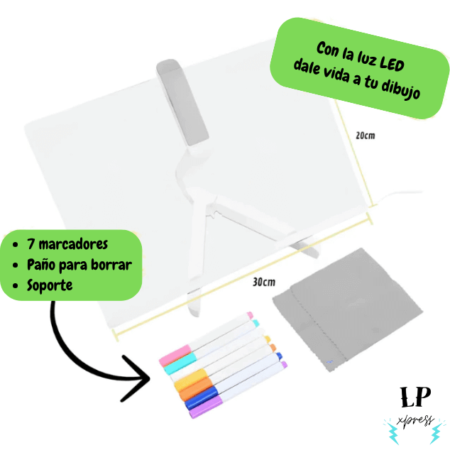 Pizarra Acrílica LED + Lápices