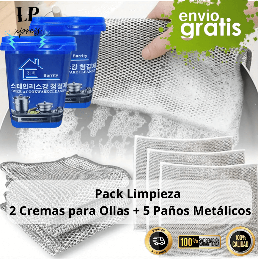 Promo - 5 Paños metálicos + 2 Pastas Limpiadora de Ollas