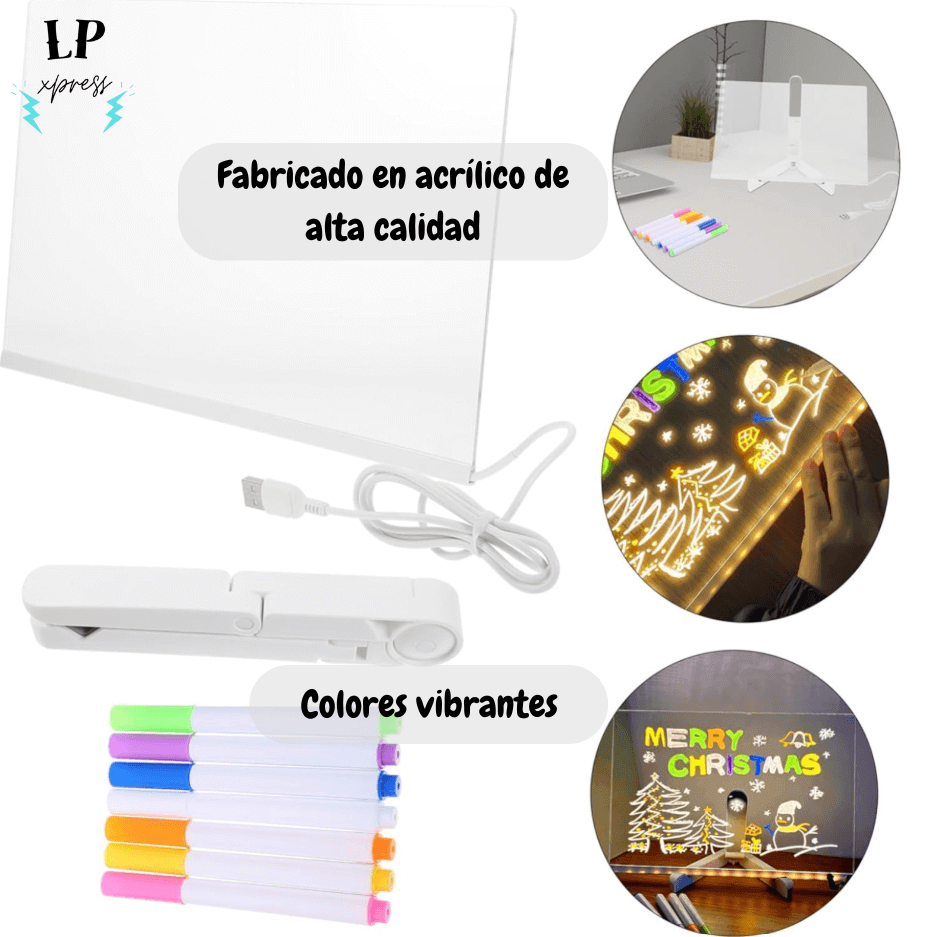 Pizarra Acrílica LED + Lápices